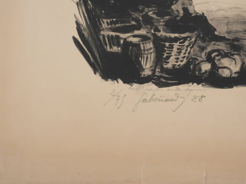 Josué GABORIAUD : Les docks, Lithographie originale signée