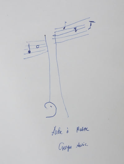 Georges AURIC : L'arbre à musique, Autographe et dessin original signé