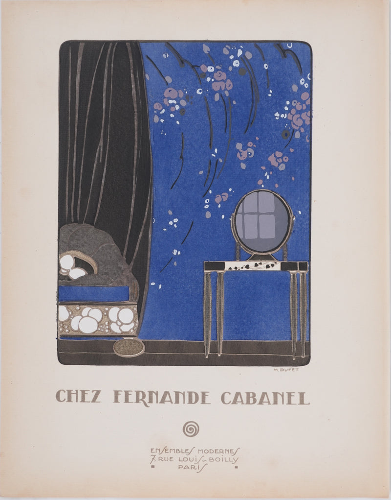 Michel DUFET : La chambre bleue, Gravure originale signée