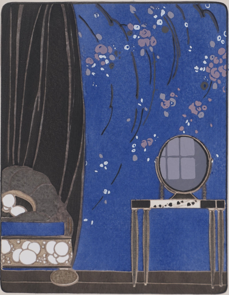 Michel DUFET : La chambre bleue, Gravure originale signée