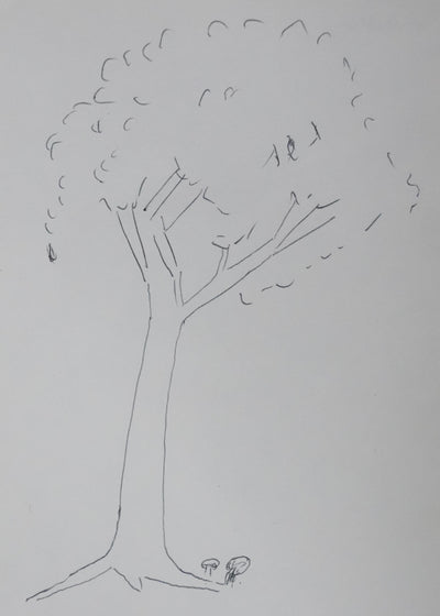 LASNE : Les champignons au pied de l'arbre, Autographe et dessin original signé