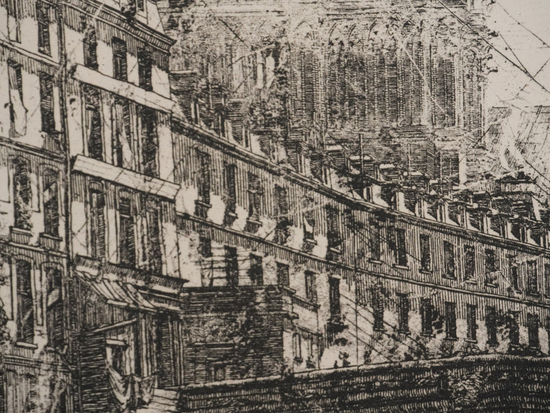 Charles MERYON : Le petit pont, Vue sur Notre Dame, Gravure