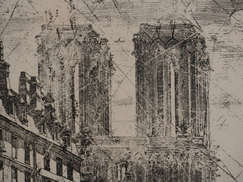 Charles MERYON : Le petit pont, Vue sur Notre Dame, Gravure