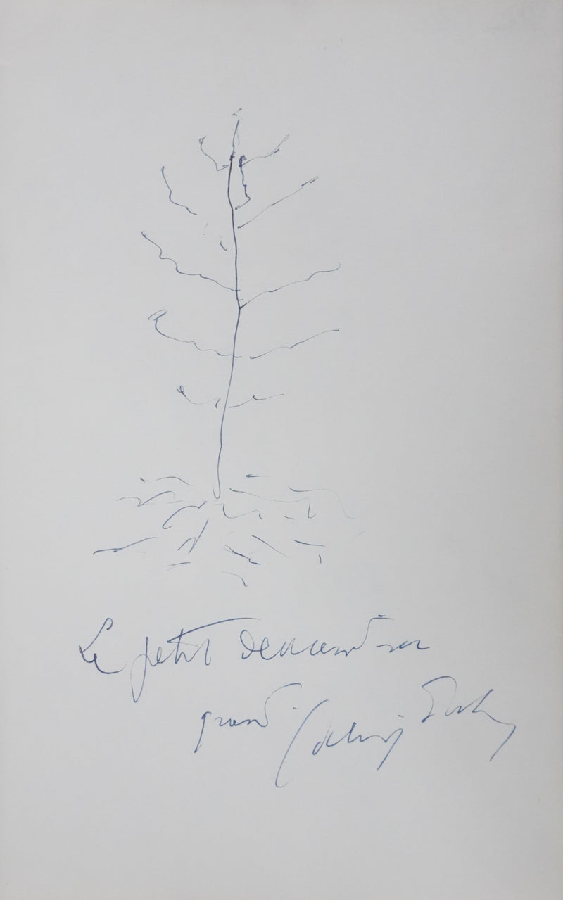 Alain POHER : La petite plantation, Autographe et dessin original signé