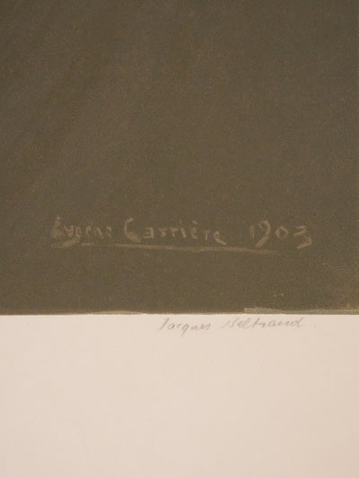 Eugene CARRIERE : Mère et sa petite fille, Lithographie signée