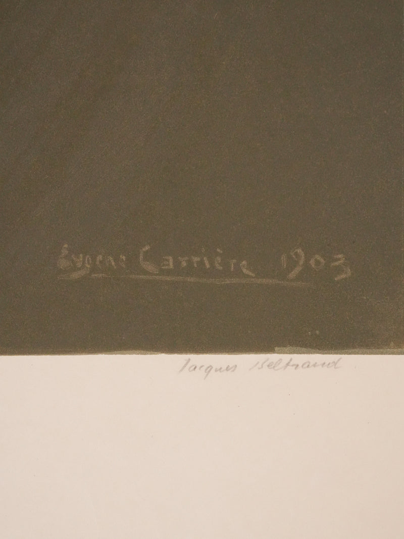 Eugene CARRIERE : Mère et sa petite fille, Lithographie signée