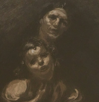 Eugene CARRIERE : Mère et sa petite fille, Lithographie signée