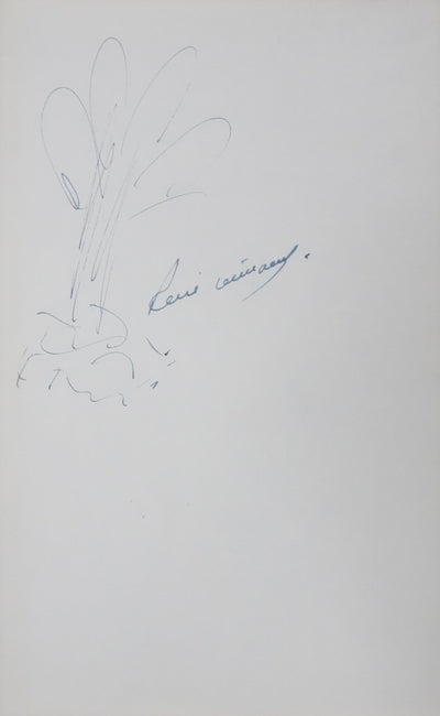 René MINGUET : Esquisse d'un arbre, Autographe et dessin original signé