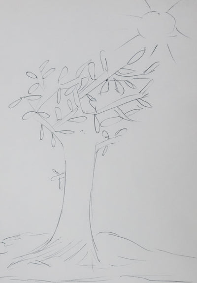 Danièle GILBERT : Le soleil qui éclaire les feuilles, Autographe et dessin original signé