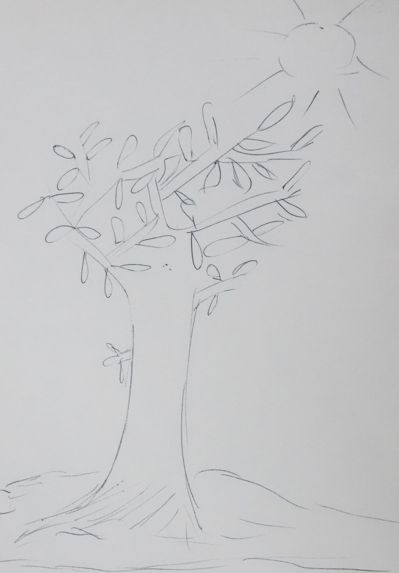 Danièle GILBERT : Le soleil qui éclaire les feuilles, Autographe et dessin original signé