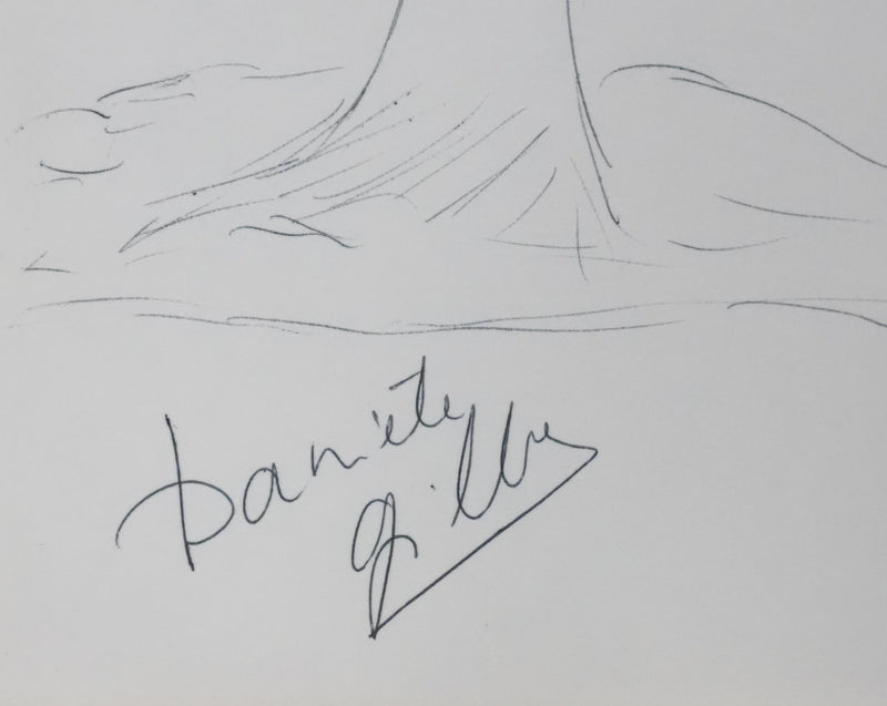 Danièle GILBERT : Le soleil qui éclaire les feuilles, Autographe et dessin original signé