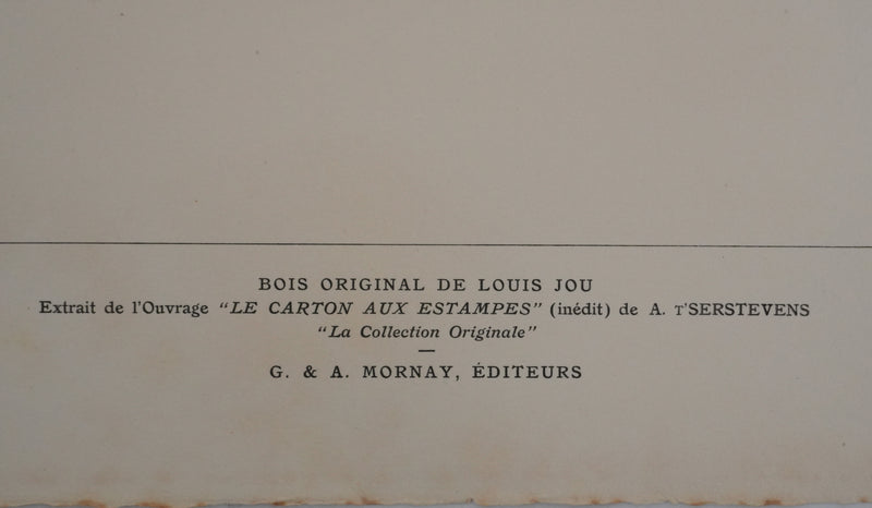Louis JOU : Le cartons aux estampes, Gravure originale
