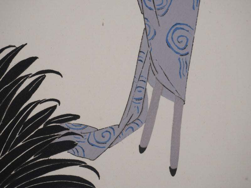 Llano FLORES (dit François CARRERA) : La pervenche, Lithographie originale signée