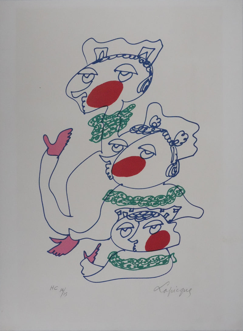 Charles LAPICQUE : Les trois frères aux joues rouges, Lithographie originale signée