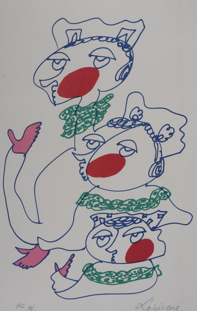 Charles LAPICQUE : Les trois frères aux joues rouges, Lithographie originale signée