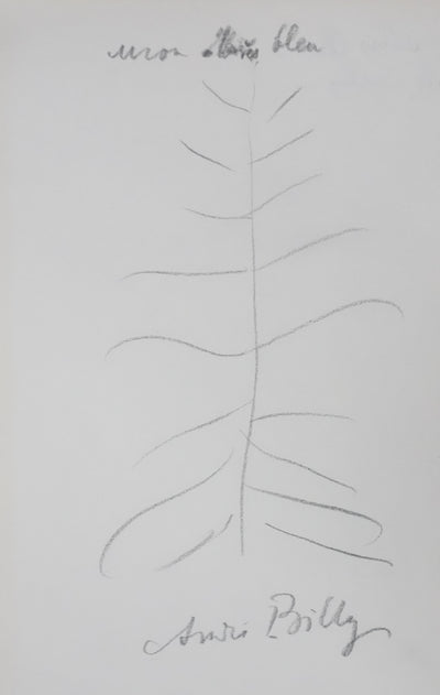 André BILLY : Mon abies bleu, Autographe et dessin original signé
