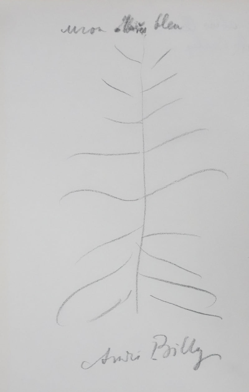 André BILLY : Mon abies bleu, Autographe et dessin original signé