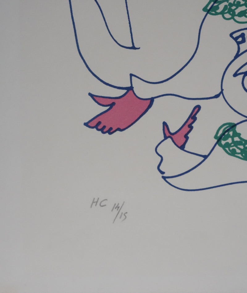 Charles LAPICQUE : Les trois frères aux joues rouges, Lithographie originale signée