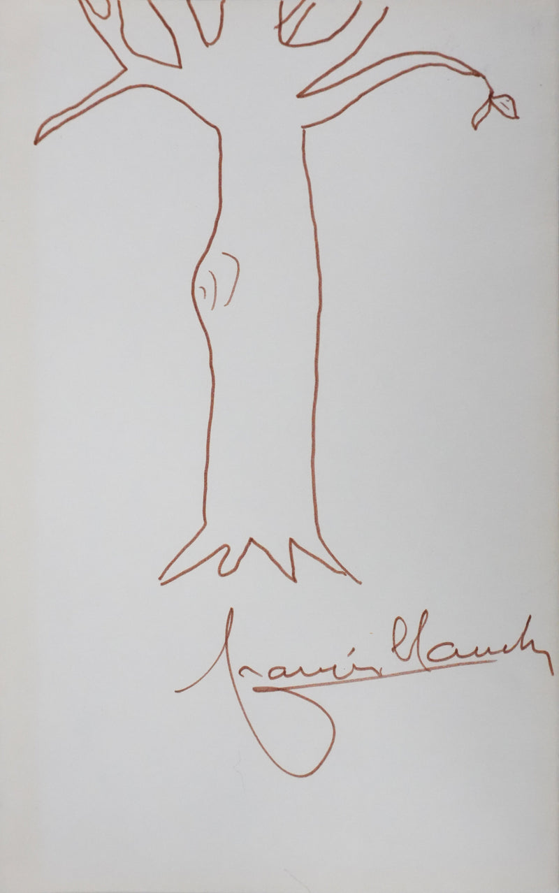 Francis CLAUDE : Le tronc brun, Autographe et dessin original signé