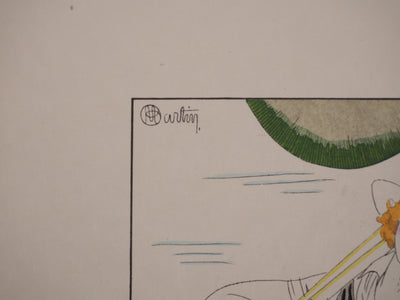 Charles MARTIN : La femme à la barque, Lithographie originale signée