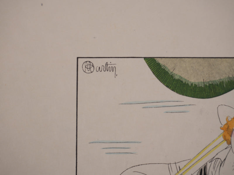 Charles MARTIN : La femme à la barque, Lithographie originale signée