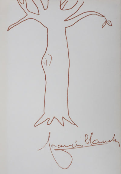 Francis CLAUDE : Le tronc brun, Autographe et dessin original signé