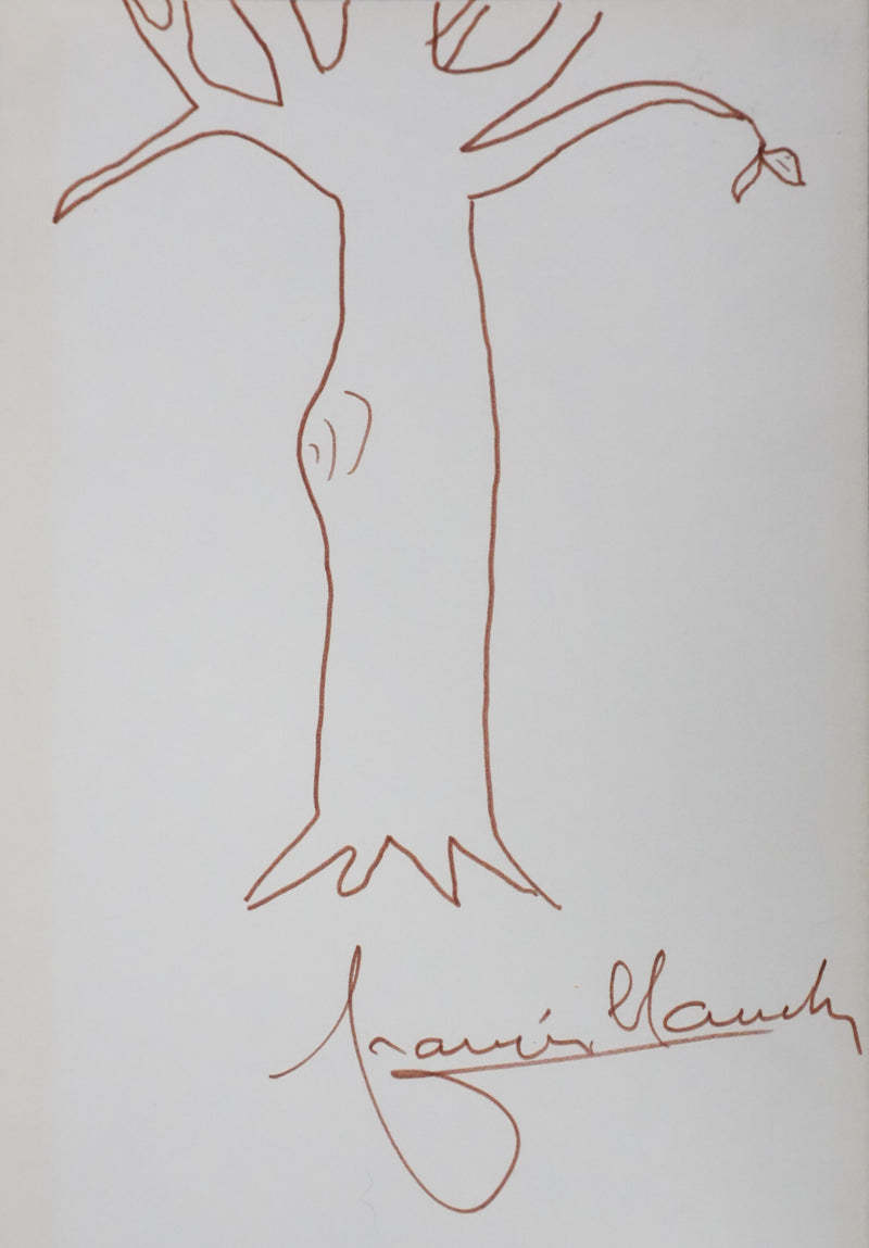Francis CLAUDE : Le tronc brun, Autographe et dessin original signé