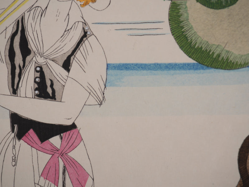 Charles MARTIN : La femme à la barque, Lithographie originale signée