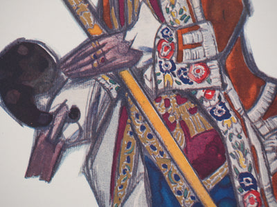 Léon BAKST : Marquis,  Costume pour un théâtre, Lithographie signée