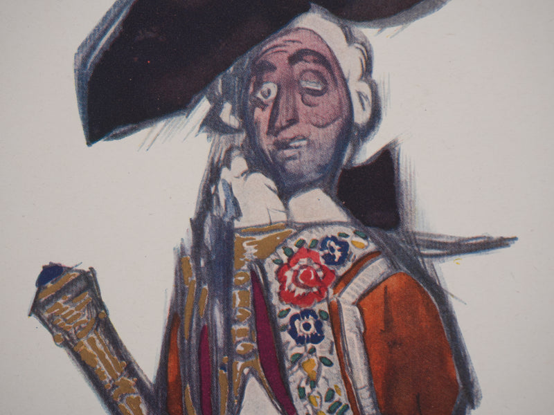 Léon BAKST : Marquis,  Costume pour un théâtre, Lithographie signée
