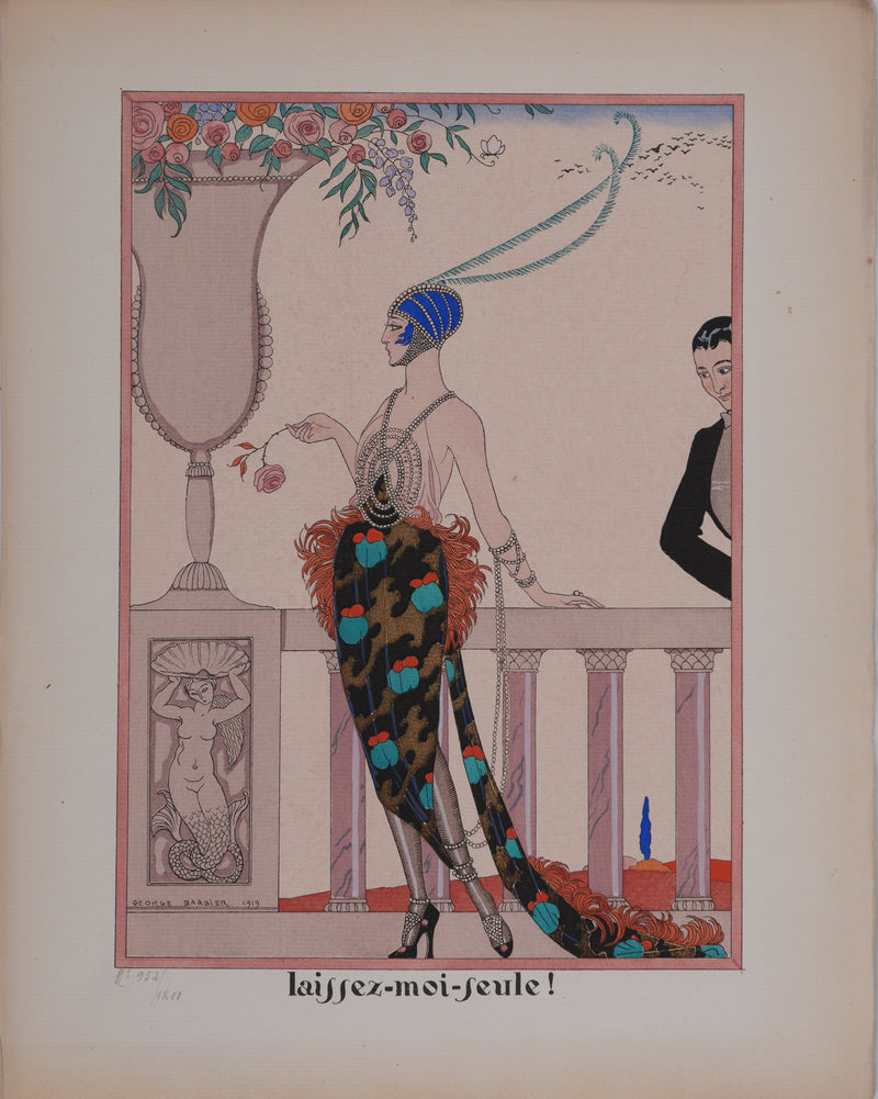 Georges BARBIER : Laissez-moi seule, Lithographie originale et pochoir signée