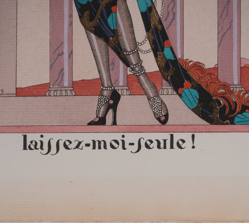 Georges BARBIER : Laissez-moi seule, Lithographie originale et pochoir signée