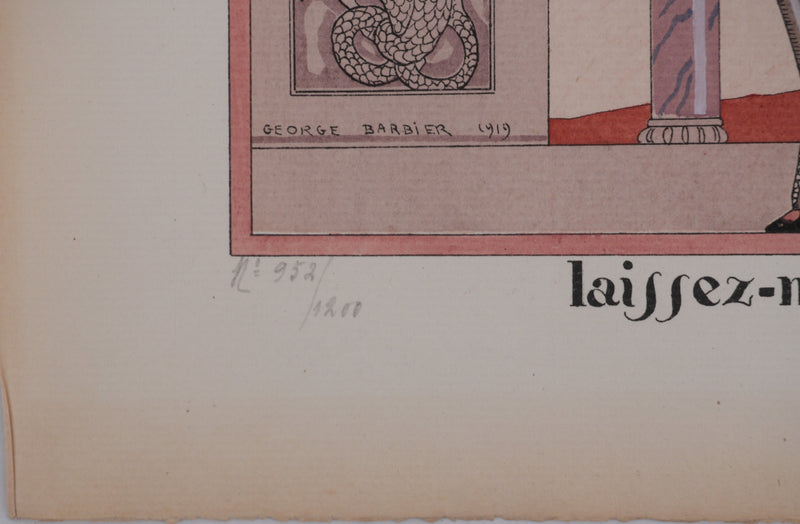 Georges BARBIER : Laissez-moi seule, Lithographie originale et pochoir signée