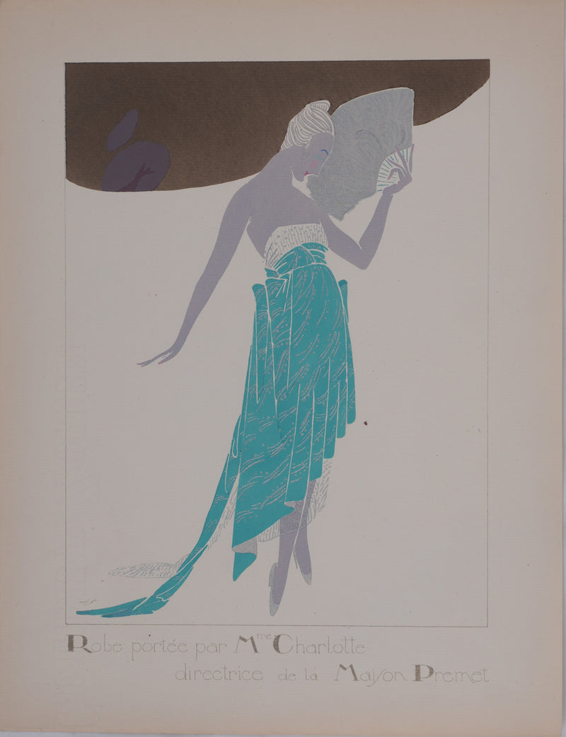 Llano FLORES (dit François CARRERA) : Madame Charlotte, Lithographie originale signée