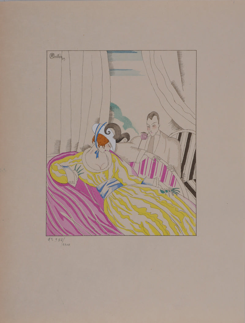 Charles MARTIN : La femme sur le divan, Lithographie originale signée