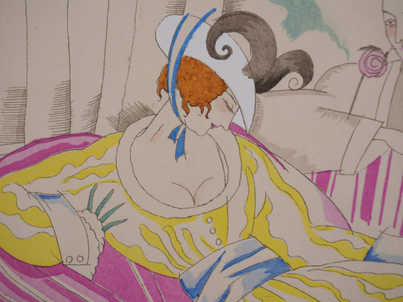 Charles MARTIN : La femme sur le divan, Lithographie originale signée