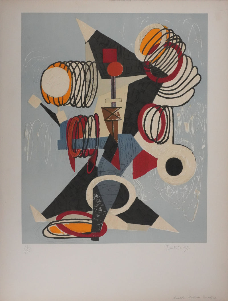 Karol BORODINE : Le saltimbanque aux cerceaux, Lithographie originale signée