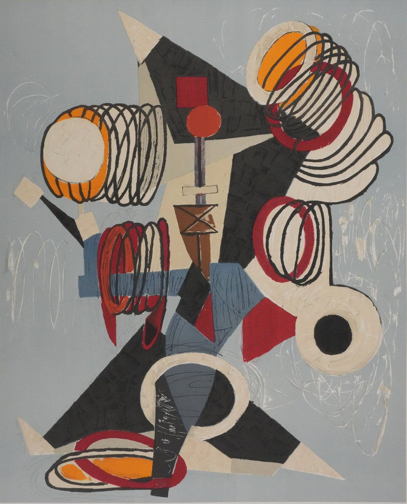 Karol BORODINE : Le saltimbanque aux cerceaux, Lithographie originale signée