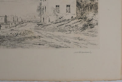 Louis WILLAUME : Le quai d'Issy, Gravure originale signée
