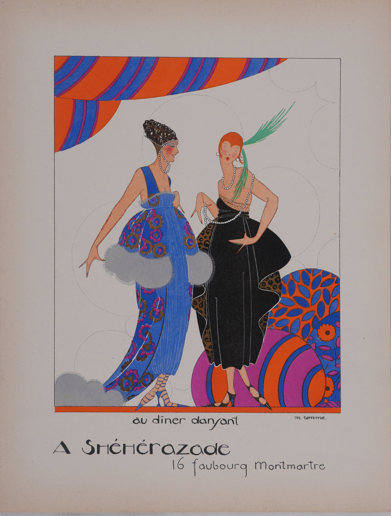 Martha ROMME : Le diner dansant à Shéhérazade, Lithographie originale signée
