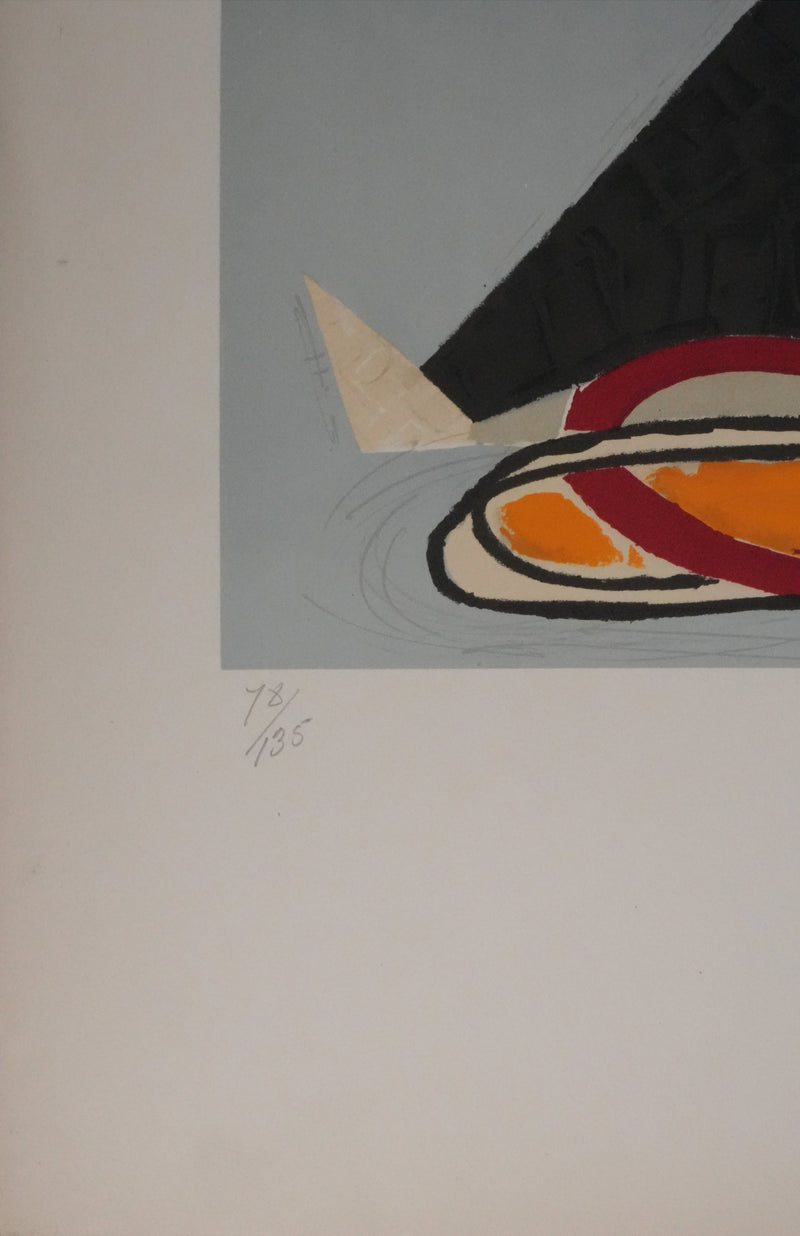 Karol BORODINE : Le saltimbanque aux cerceaux, Lithographie originale signée