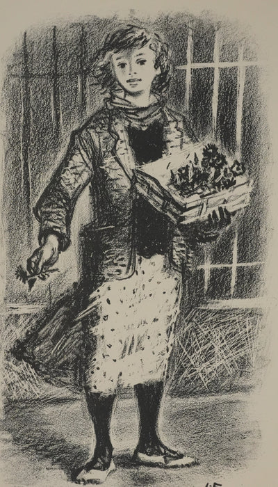 Lucien FONTANAROSA : La vendeuse de fleurs, Lithographie originale signée
