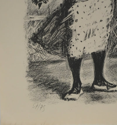 Lucien FONTANAROSA : La vendeuse de fleurs, Lithographie originale signée