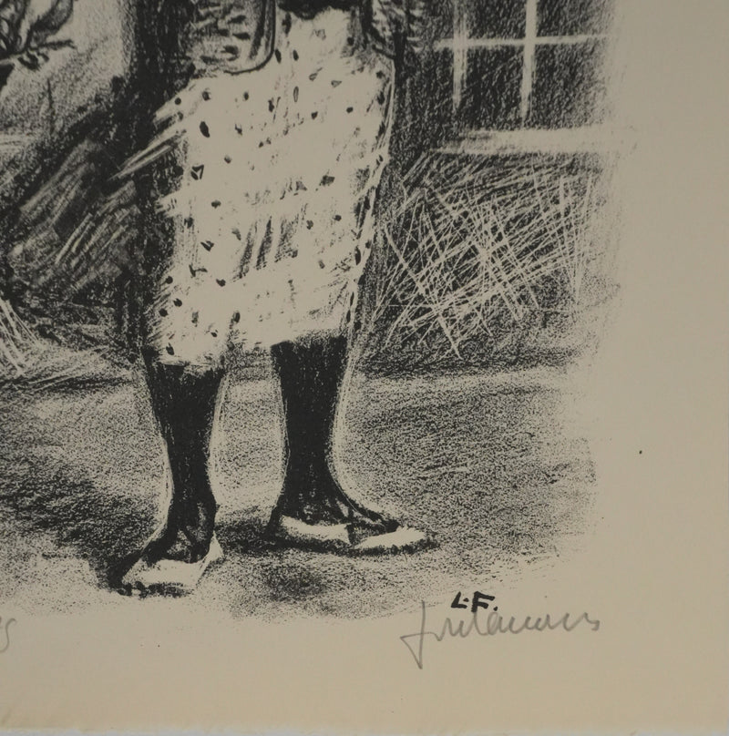 Lucien FONTANAROSA : La vendeuse de fleurs, Lithographie originale signée