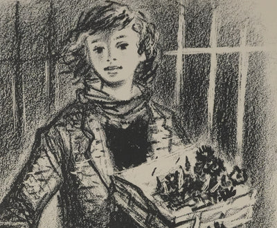 Lucien FONTANAROSA : La vendeuse de fleurs, Lithographie originale signée