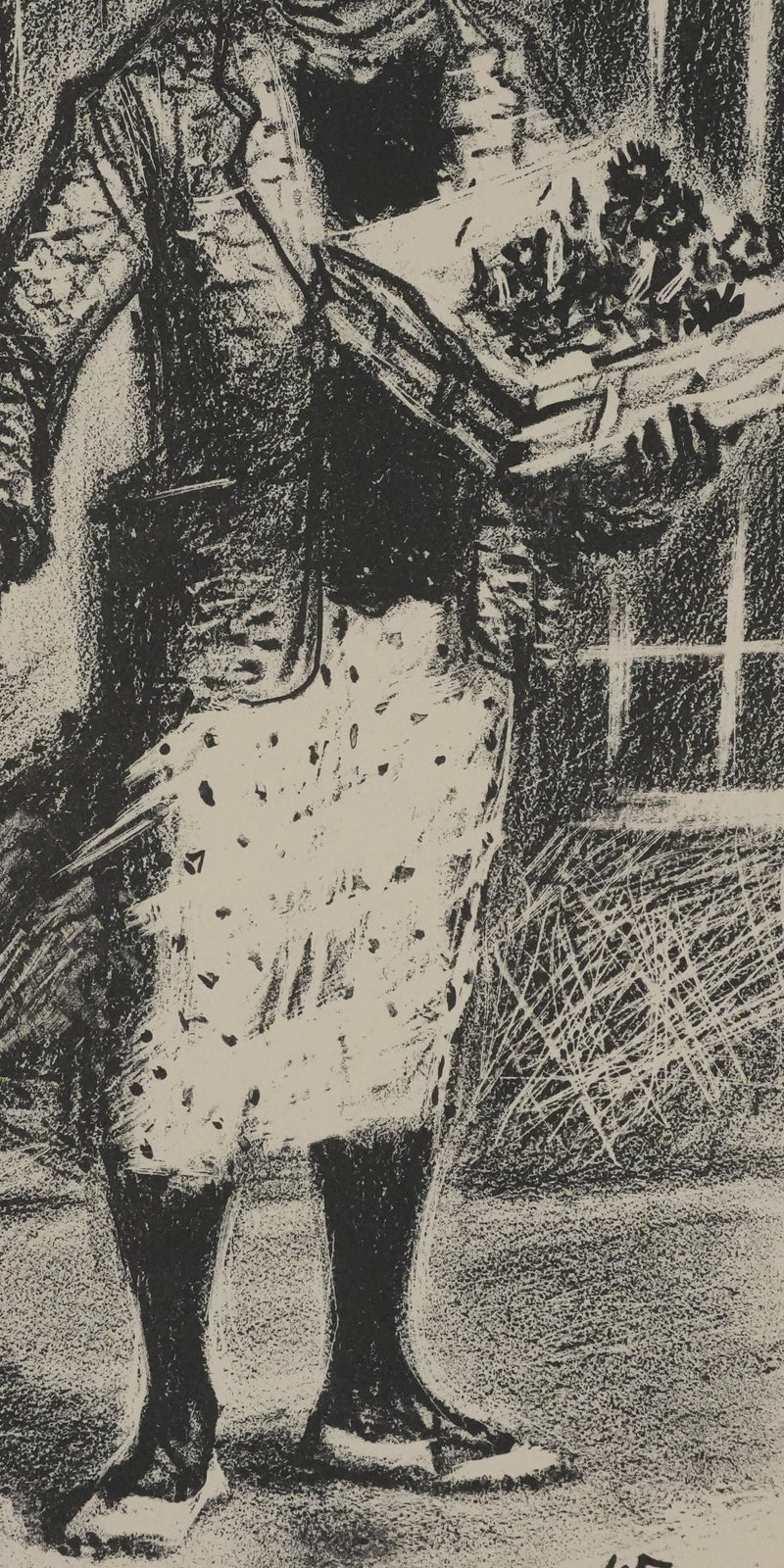 Lucien FONTANAROSA : La vendeuse de fleurs, Lithographie originale signée