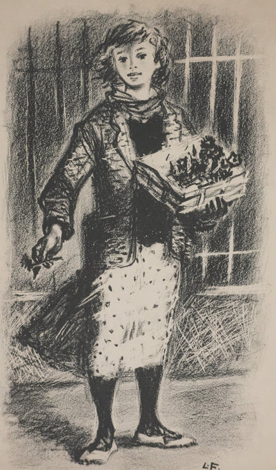 Lucien FONTANAROSA : La vendeuse de fleurs (premier état), Lithographie originale signée