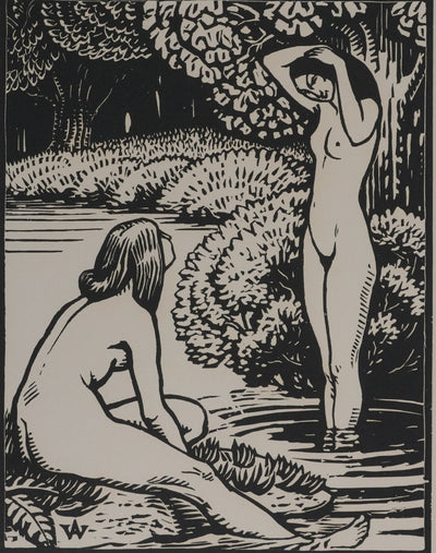 Henri AMEDEE-WETTER : La toilette au ruisseau, Gravure originale signée