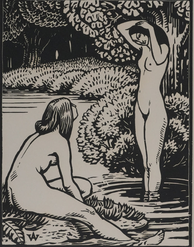 Henri AMEDEE-WETTER : La toilette au ruisseau, Gravure originale signée