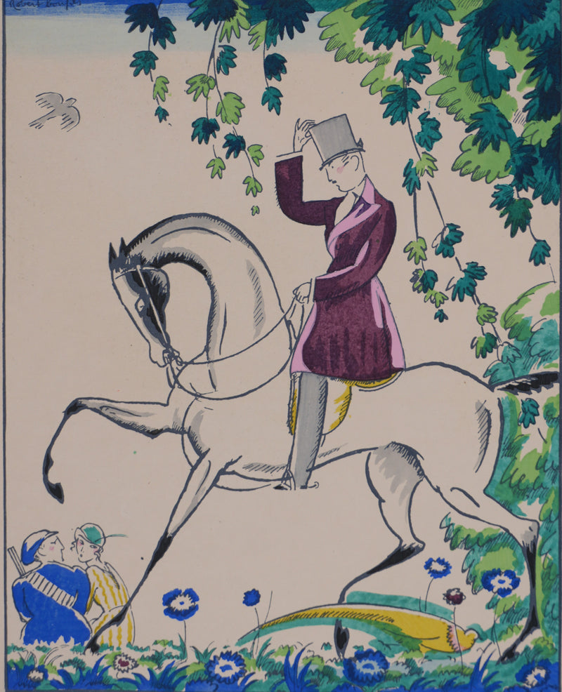 Robert BONFILS : Le cavalier, Lithographie originale signée